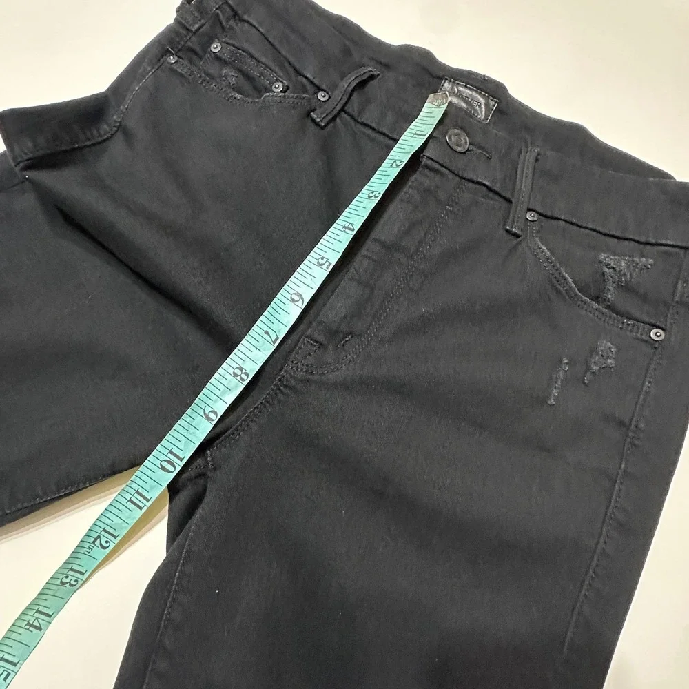 MOTHER Looker‎ Ankle Fray Jeans Black Guilty as Sin Women's Size 29 Distressed